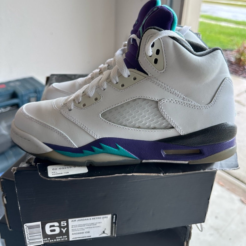 Jordan Kids Sneakers in White, Purple, and Teal